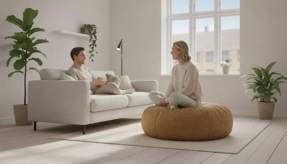 Stor puf som siddeplads: Find priser og designs hos Ja Tak Møbler i 2026