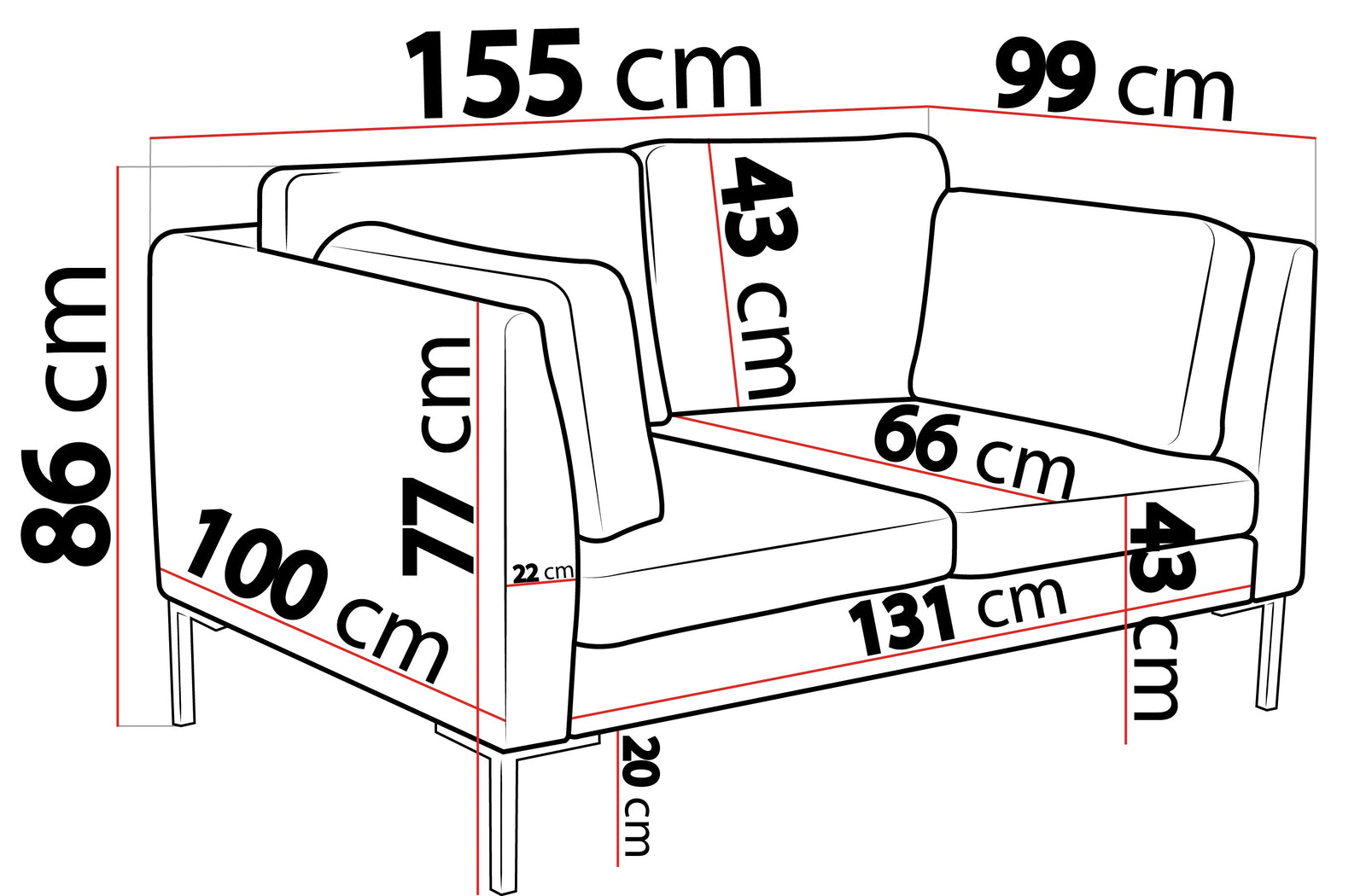 Ocean 2-personers sofa