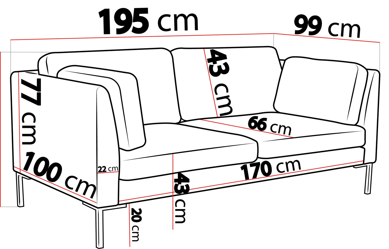 Ocean 3-personers sofa